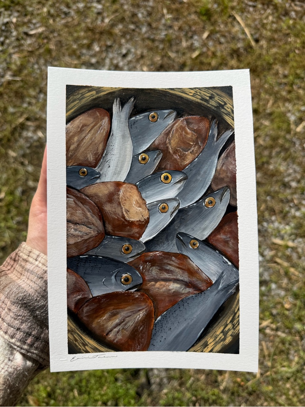 “Fish & Loaves” Original Painting on Fine Art Paper
